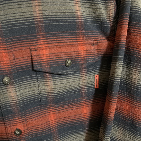 Merrell Select Wick Plaid Performance Flannel Long Sleeve Button Shirt Men Small - Picture 2 of 9